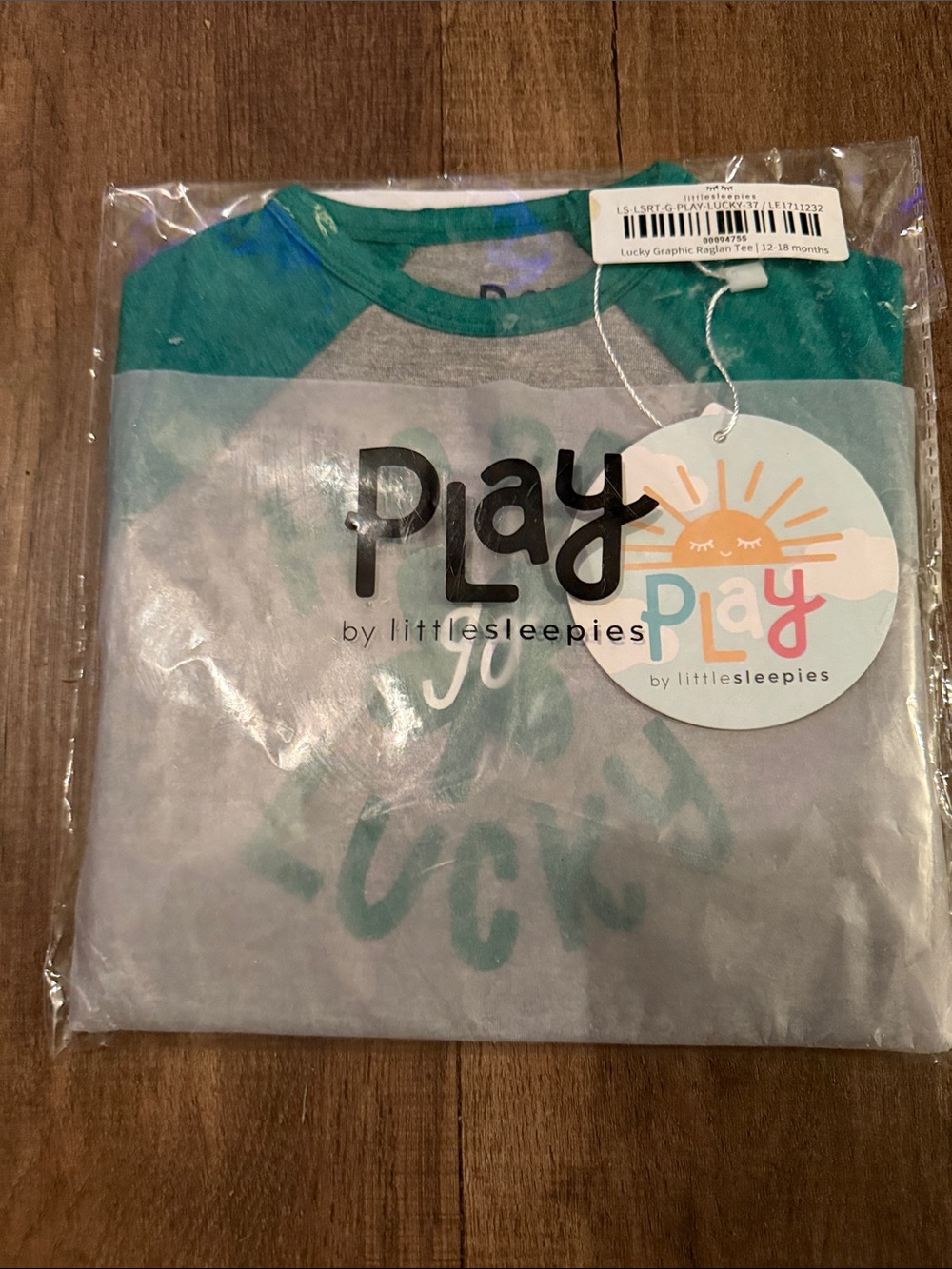 Little Sleepies Green & Gray Kids Raglan Tee - Play Graphic